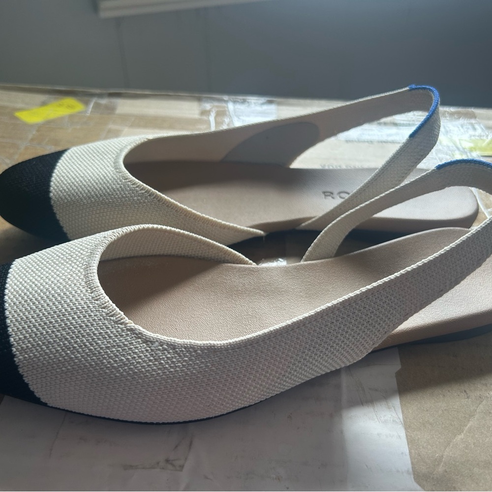 Rothy's Black and Cream Slingback Flats - Picture 2 of 5